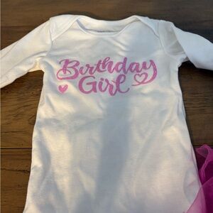 Carter's White and Pink Birthday Girl One Piece wi th pink tutu